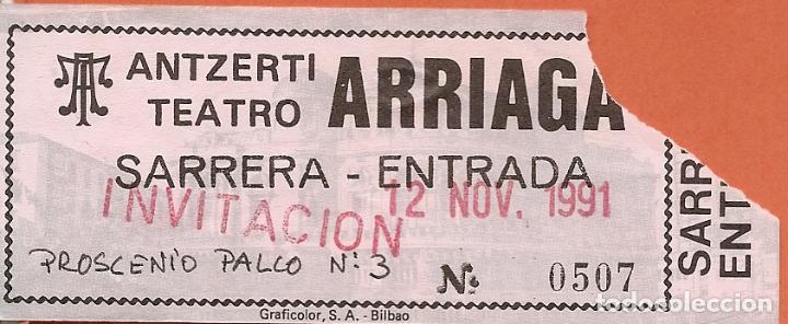 Documentos antiguos: ENTRADA-INVITACI&Oacute;N TEATRO ARRIAGA-1991, CICLO GRABACIONES BEETHOVEN, ORQUESTA SINF&Oacute;NICA DE BILBAO
