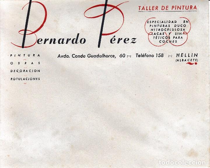 Old Documents: HELLIN (ALBACETE). SOBRE COMERCIAL BERNARDO PEREZ. TALLER DE PINTURA. SIN UTILIZAR