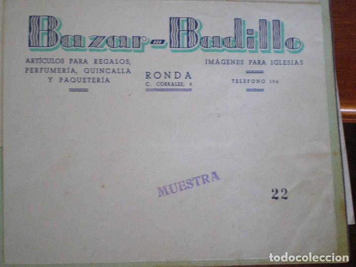 Documents Anciens: RONDA. SOBRE COMERCIAL BAZAR BADILLO, REGALOS, PERFUMERIA, IMAGENES PARA IGLESIAS. SIN UTILIZAR