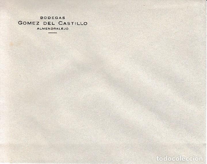 Documentos antiguos: ALMENDRALEJO (BADAJOZ). SOBRE COMERCIAL BODEGAS GOMEZ EL CASTILLO. SIN UTILIZAR - Foto 1