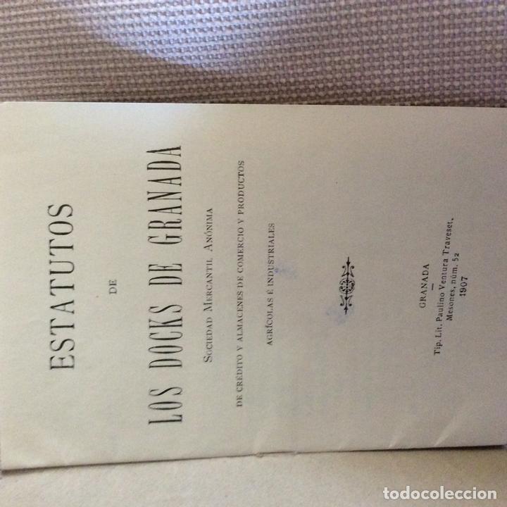 Documentos antiguos: ESTATUTOS DE LOS DOCKS, Granada 1907 - Foto 4