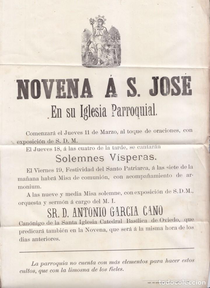 Documents Anciens: HOJA ANUNCIANDO UNA NOVENA A SAN JOS&Eacute; EN LA IGLESIA PARROQUIAL DE GIJ&Oacute;N. ASTURIAS.