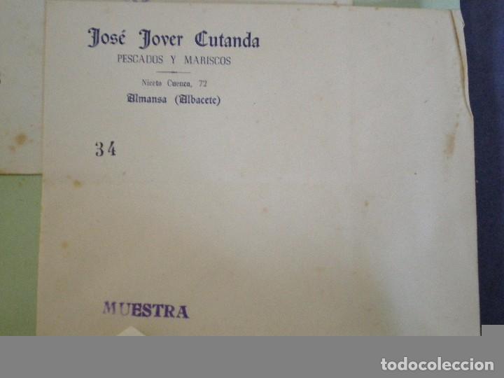 Documents Anciens: ALMANSA (ALBACETE) SOBRE COMERCIAL JOSE JOVER CUTANDA. PESCADOS Y MARISCOS. C/ NIETO CUENCA 72