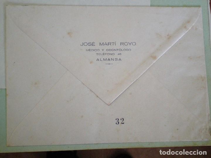 Documents Anciens: ALMANSA (ALBACETE). SOBRE COMERCIAL JOSE MARTI ROYO. MEDICO Y ODONTOLOGO