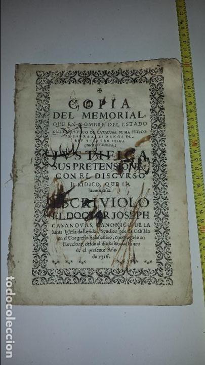 Documentos antiguos: COPIA MEMORIAL DE JOSEPH CASANOVAS 1716 - Foto 1