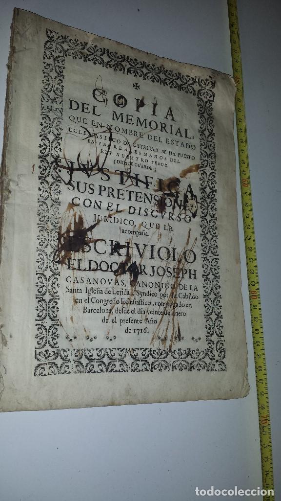 Documentos antiguos: COPIA MEMORIAL DE JOSEPH CASANOVAS 1716 - Foto 2