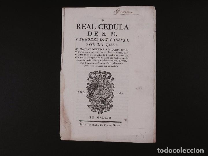 Documentos antiguos: REAL CEDULA 1781 - Foto 1