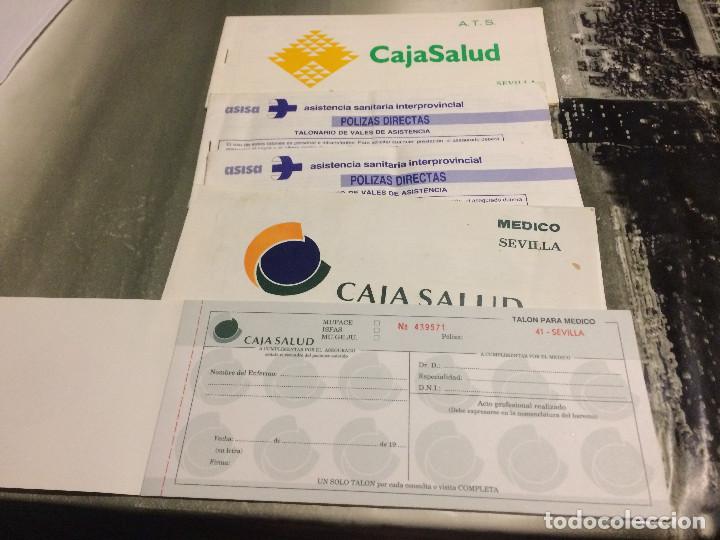 Documentos antiguos: 5 talones de vales de asistencia m&eacute;dica privada. Sevilla. A&ntilde;os 80.