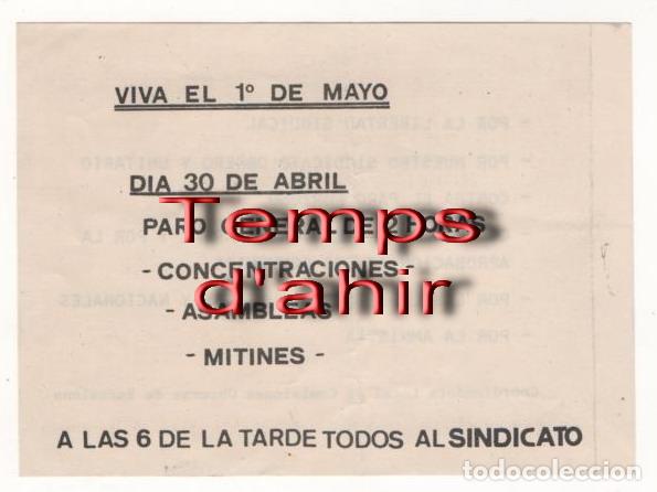 Alte Dokumente: (ALB-TC-5) DIFICIL OCTAVILLA VIVA EL 1 DE MAYO COORDINADORA LOCAL DE COMISIONES OBRERAS DE BARCELONA