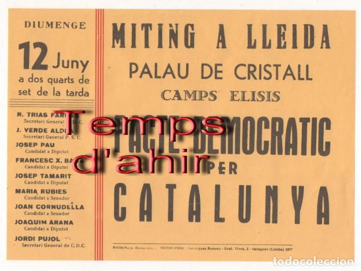 Alte Dokumente: (ALB-TC-5) DIFICIL OCTAVILLA CUARTILLA PACTE DEMOCRATIC PER CATALUNYA LLEIDA 1977