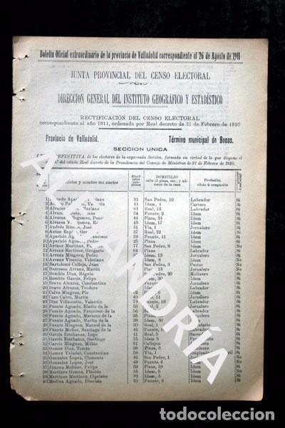 Documentos antiguos: BOCOS -  VALLADOLID - 1911 - Censo del T&eacute;rmino Municipal - CARTERO MOLINERO EMPLEADO FERROCARRIL