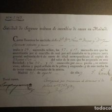 Documentos antiguos: RECIBO - SOCIEDAD DE SEGUROS MUTUOS DE INCÉNDIOS DE CASAS DE MADRID - 1827 -