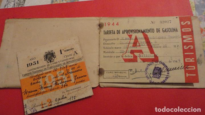 Documentos antiguos: ANTIGUA TARJETA APROVISIONAMIENTO DE GASOLINA.CITROEN.RAMON ROMERO RODRIGUEZ TENORIO.CADIZ.1944