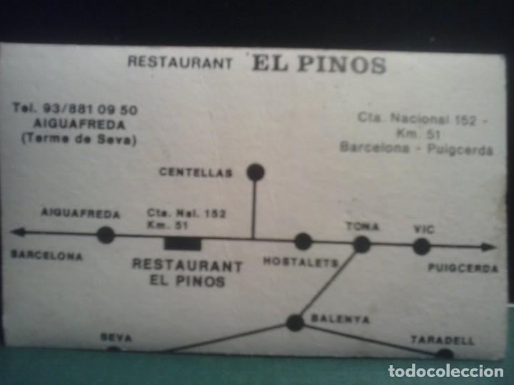 Documentos antiguos: TARJETA - RESTAURANT EL PIN&Oacute;S . - Foto 2