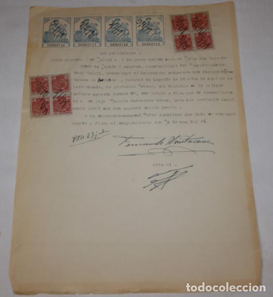 Documentos antiguos: ACTA CONSENTIMIENTO MATRIMONIO CIVIL DURANTE LA GUERRA CIVIL, MADRID 3 ENERO 1939, SELLOS TIMBRE