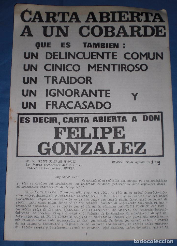 Documentos antiguos: Documento politico contra Felipe Gonzalez - Foto 1