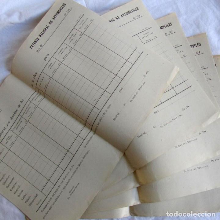 Documentos antiguos: 5 impresos Patente Nacional de Autom&oacute;viles Madrid, a&ntilde;os 40