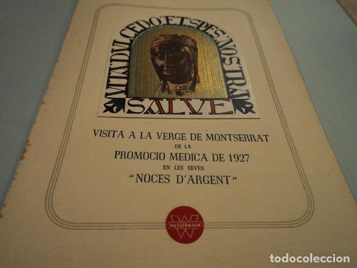 Documentos antiguos: men&uacute; y pregaria visita a montserrat promocio medica de 1927 en las noces d&acute;argent 1952