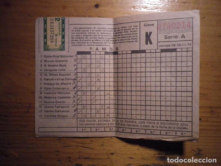 Documentos antiguos: BOLETO DE QUINIELA  SELLADA 1974 - Foto 1
