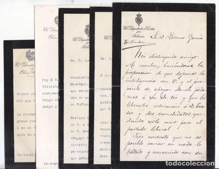 Documents Anciens: 5 CARTAS DE ABILIO CALDER&Oacute;N. MINISTRO. PALENCIA. TRES DE LAS CUALES TRATAN INTERESANTES ASUNTOS.