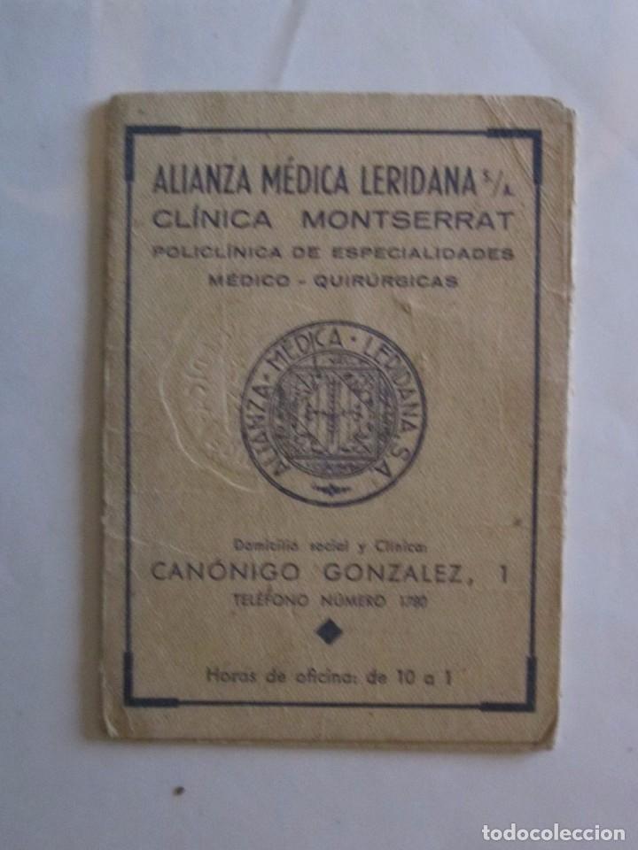 Documentos antiguos: CARNET DE SEGURO MEDICO LERIDA 1946 - Foto 1