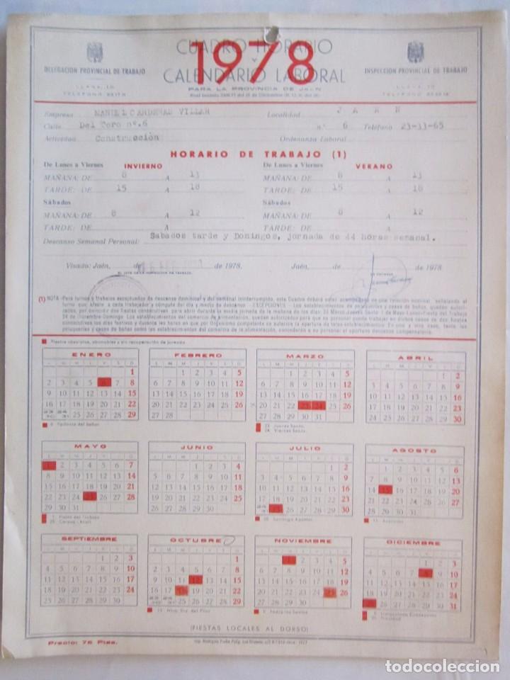 Documentos antiguos: CALENDARIO LABORAL DE EMPRESAS 24X32CM 1978 - Foto 1