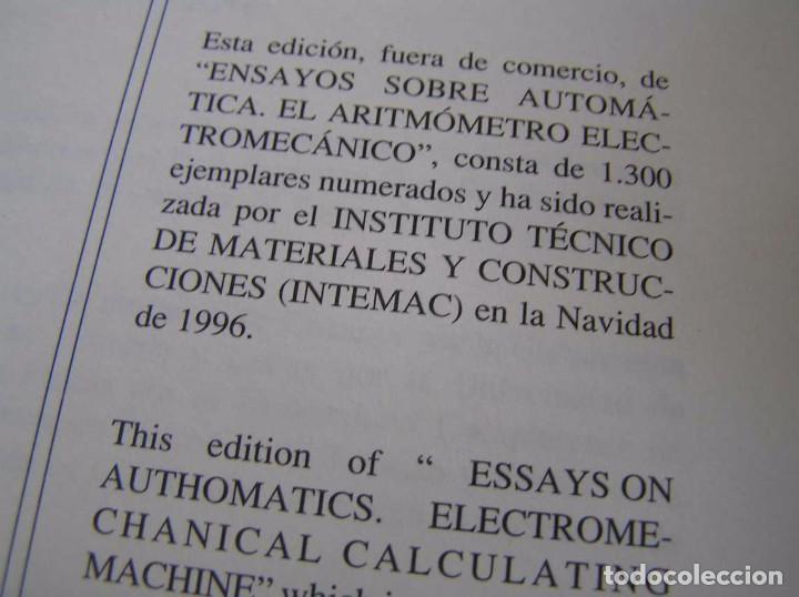 Documentos antiguos: L. TORRES QUEVEDO ENSAYOS SOBRE AUTOM&Aacute;TICA. EL ARITM&Oacute;METRO ELECTROMEC&Aacute;NICO - INTEMAC 1996 - Foto 38