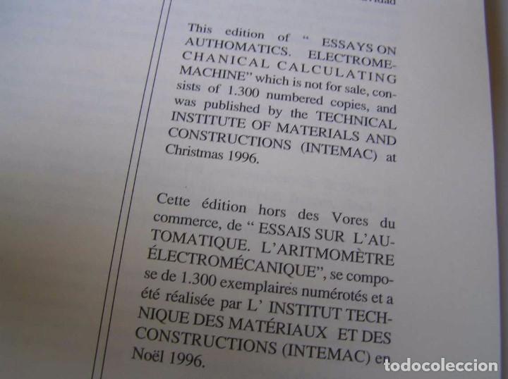 Documentos antiguos: L. TORRES QUEVEDO ENSAYOS SOBRE AUTOM&Aacute;TICA. EL ARITM&Oacute;METRO ELECTROMEC&Aacute;NICO - INTEMAC 1996 - Foto 39