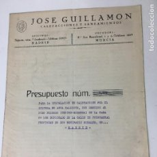 Documentos antiguos: PRESUPUESTO PARA LA INSTALACION DE CALEFACCION POR AGUA CALIENTE -1933. Lote 76654647