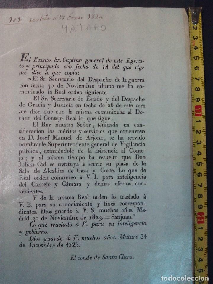 Documentos antiguos: Documento impreso de 1823-12-31 de Matar&oacute; - Foto 1