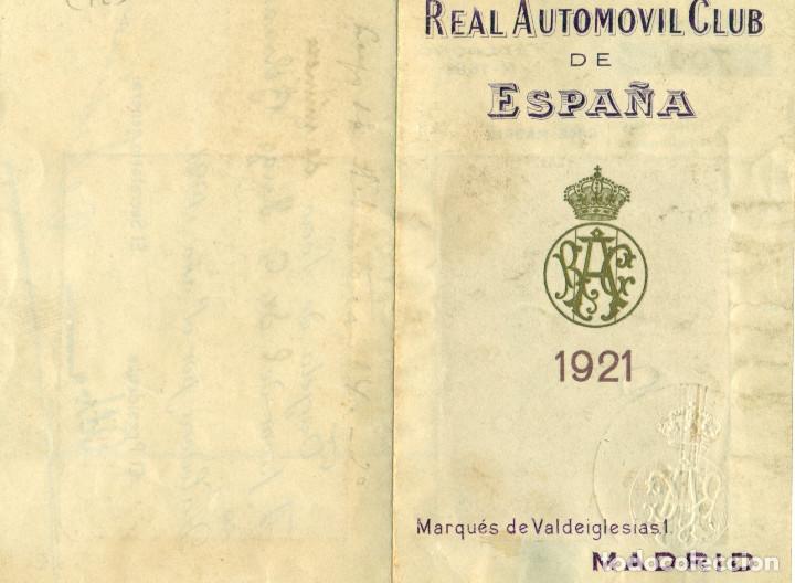 Documentos antiguos: REAL AUTOM&Oacute;VIL CLUB DE ESPA&Ntilde;A. MADRID 1921.DUQUE DE ALBA.TARJETA DE SOCIO DE N&Uacute;MERO.