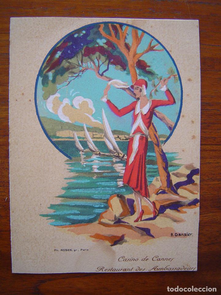 Documentos antiguos: MENU DEL CASINO DE CANNES - RESTAURANT DES AMBASSADEURS - 1931 - ILUSTRADO POR R. Dansler