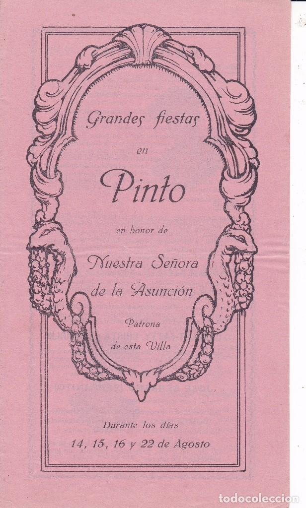 Documentos antiguos: fiestas Pinto Madrid Nuestra sra. de la Asunci&oacute;n alcalde Manuel Mari&ntilde;o a&ntilde;os 30