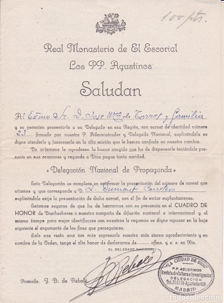 Documentos antiguos: Real Monasterio de El Escorial Los PP. Agustinos Madrid - Foto 1