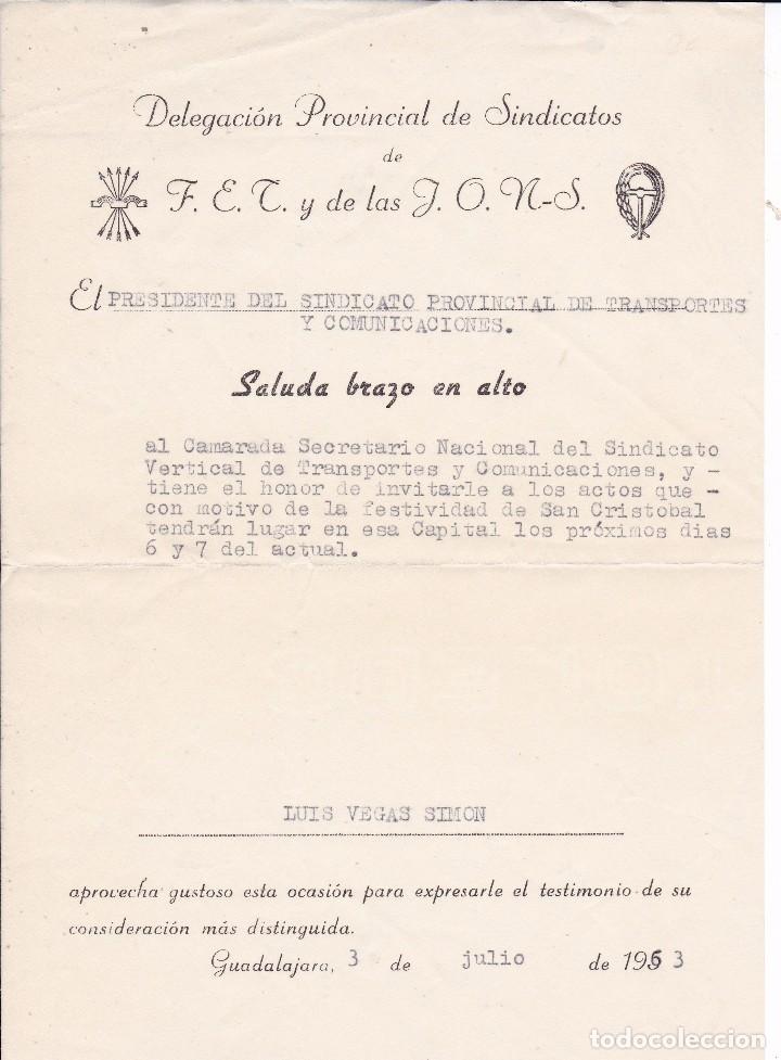 Documentos antiguos: Delegaci&oacute;n Provincial de Sindicatos Guadalajara 1953