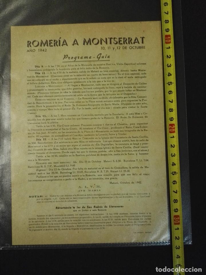 Documentos antiguos: Programa de la Romer&iacute;a a Montserrat desde Matar&oacute; del 1942 - Foto 1