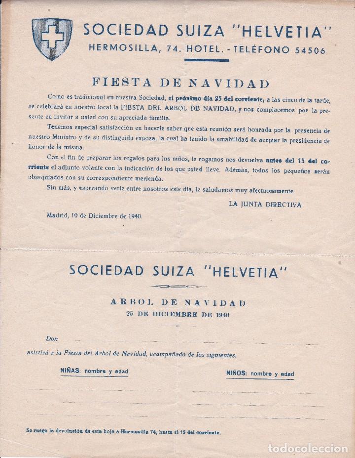 Documentos antiguos: Sociedad Suiza Helvetia Diciembre 1940 arbol navidad