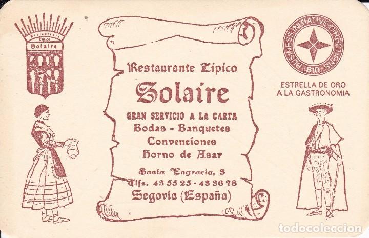 Documentos antiguos: tarjeta restaurante Solaire Segovia