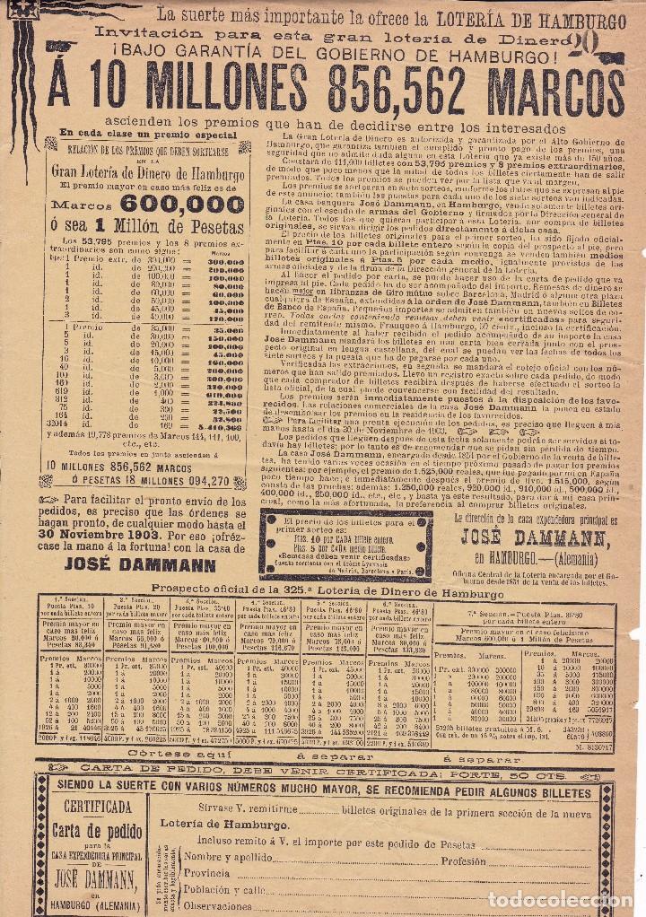 Documentos antiguos: Loteria de Hamburgo Alemania folleto para jugar de 1903
