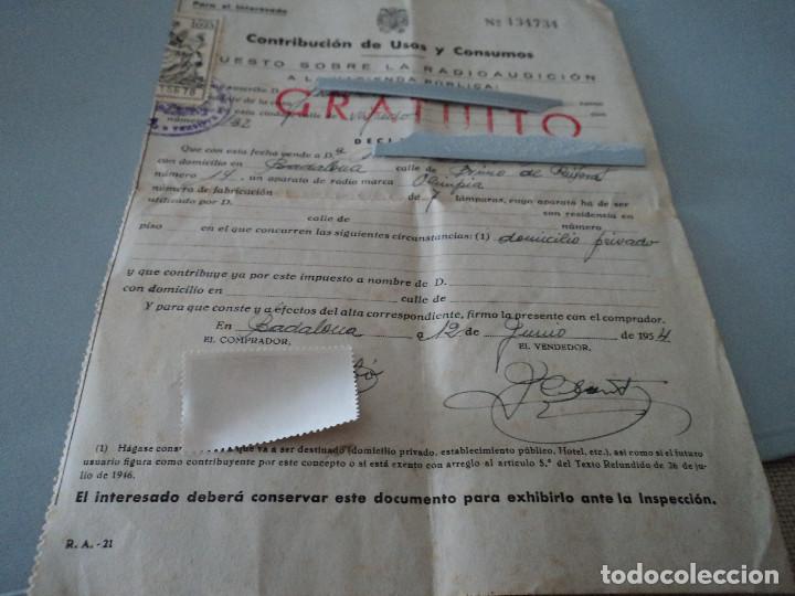 Documenti antichi: IMPUESTO SOBRE LA RADIO AUDICION - 1954 badalona