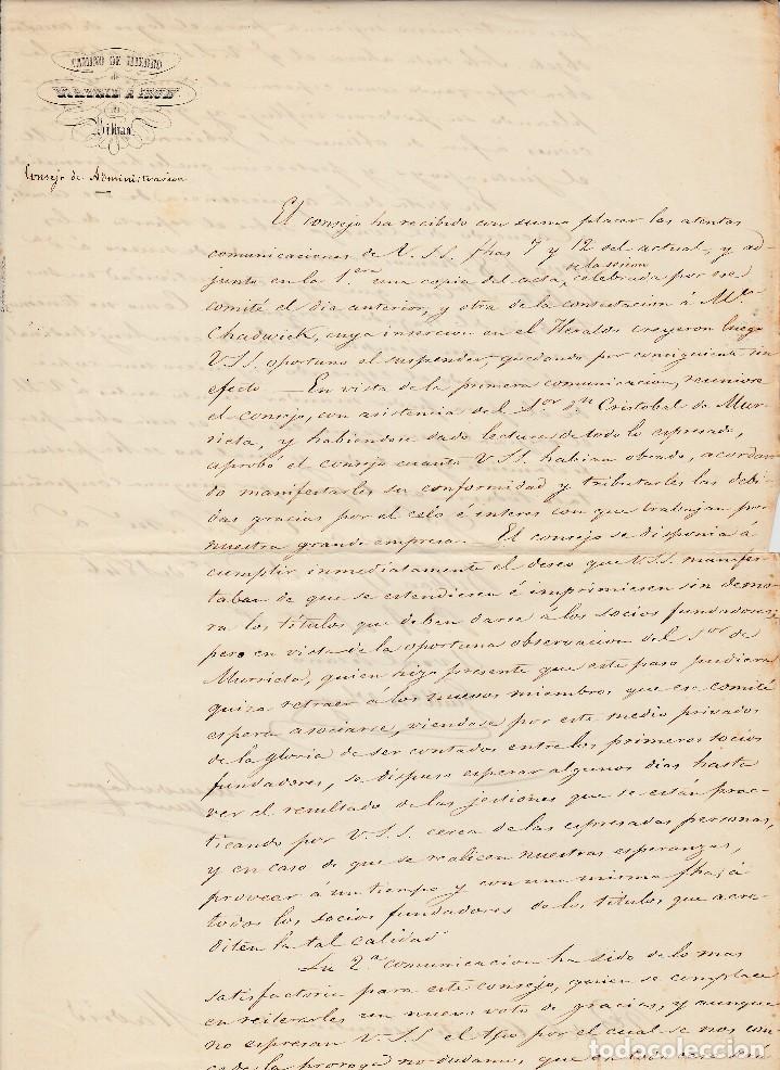 Documentos antiguos: ESCRITO DE 17/11/1846 DEL CONSEJO DE ADMINISTRACI&Oacute;N DEL CAMINO DE HIERRO DE MADRID A IR&Uacute;N V&Iacute;A BILBAO