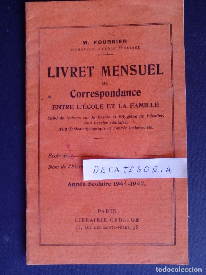 Documentos antiguos: libro de notas en frances - curso 1941 - 1942 - Foto 1