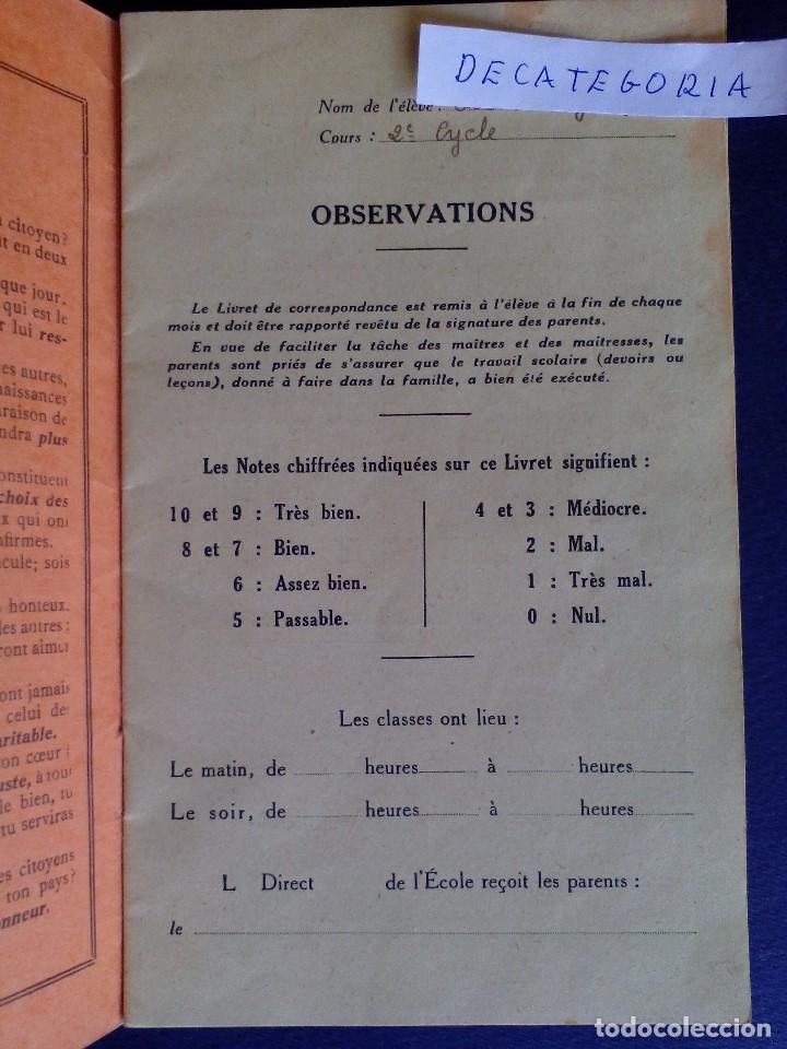 Documentos antiguos: libro de notas en frances - curso 1941 - 1942 - Foto 2