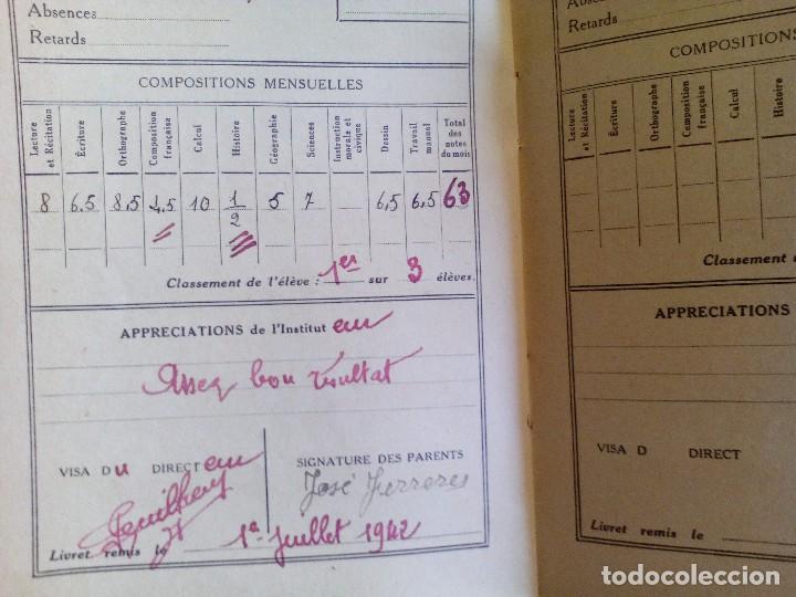 Documentos antiguos: libro de notas en frances - curso 1941 - 1942 - Foto 4