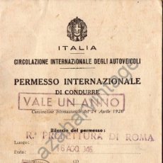 Documentos antiguos: PERMISO DE CIRCULACION ITALIANO, EMITIDO EN ROMA EN 1946. Lote 88110000