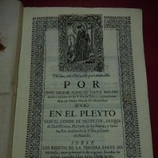 Documentos antiguos: ANTIGUO DOCUMENTO EN EL PLEYTO 1752 DON GASPAR IGNACIO DAZA LIBRO ANTIGUA PLEITO CEDULA BANDO EDICTO
