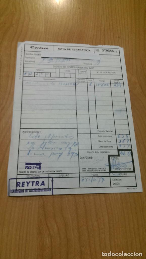 Documentos antiguos: NOTA DE REPARACI&Oacute;N &laquo;CORBER&Oacute;&raquo; N&ordm; 579586/B. A&Ntilde;O 1977
