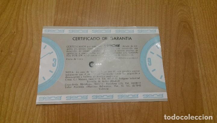 Documentos antiguos: CERTIFICADO DE GARANT&Iacute;A RELOJ &laquo;GONG&raquo;