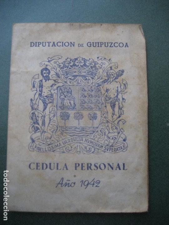Documentos antiguos: Guipuzcoa. 1942. Cedula personal.