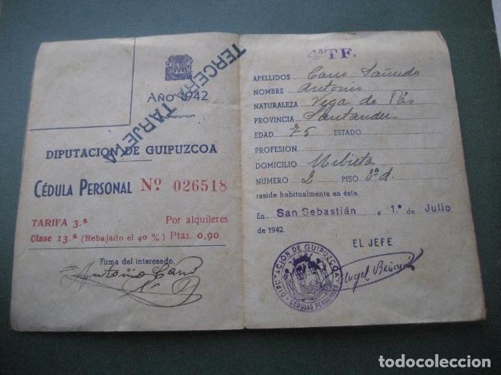 Documentos antiguos: Guipuzcoa. 1942. Cedula personal. - Foto 2